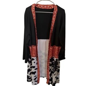 Women’s Cow Print Long Cardigan Duster